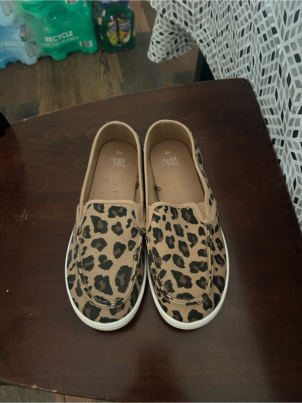 Time and Tru Kids Slip-On Leopard Print Shoes in Tan and Black